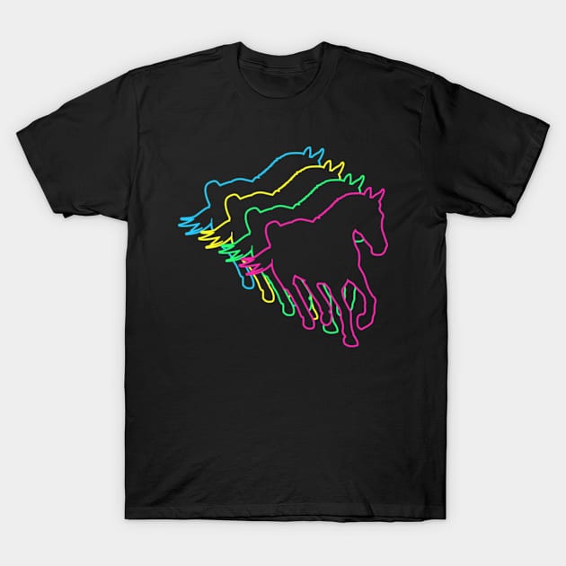 Horse 80s Neon T-Shirt by Nerd_art